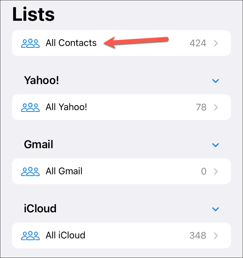 كيفية حذف جهات الاتصال المكررة على الايفون مع iOS 16 3