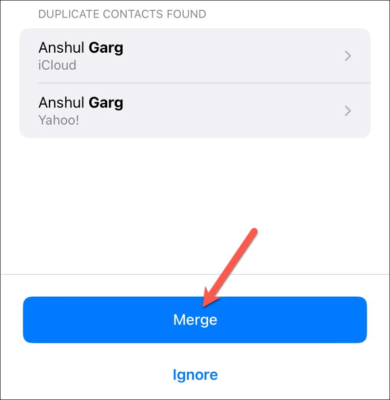 كيفية حذف جهات الاتصال المكررة على الايفون مع iOS 16 7