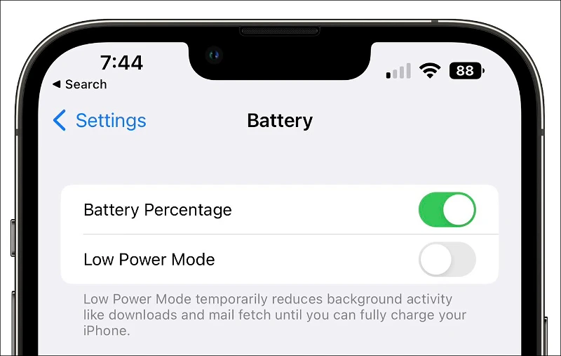 كيفية إظهار النسبة المئوية للبطارية داخل البطارية على الايفون لنظام iOS 16 4