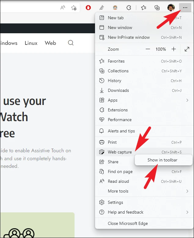 كيفية التقاط لقطة شاشة في Microsoft Edge 10