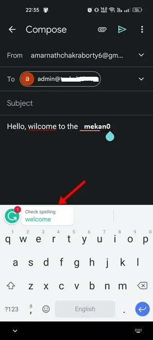 كيفية استخدام Grammarly على الاندرويد 8