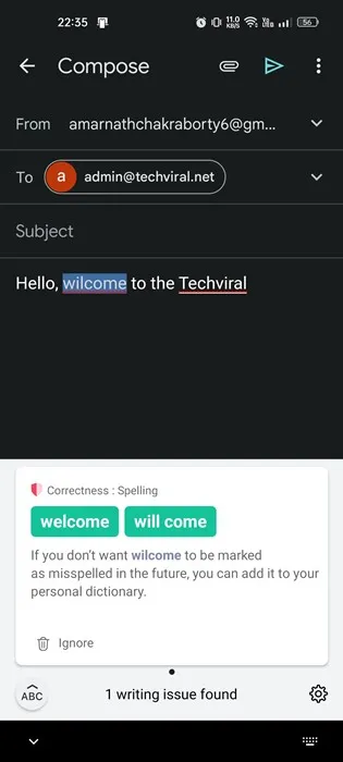 كيفية استخدام Grammarly على الاندرويد 9