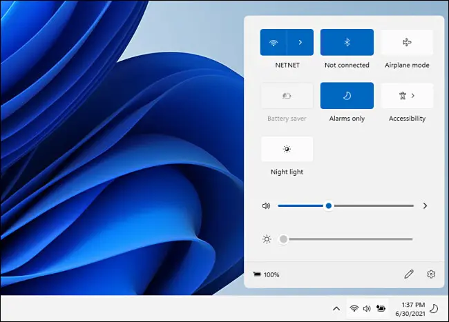 كيف تعمل قائمة "الإعدادات السريعة" الجديدة في Windows 11 3