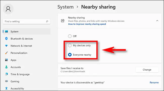 كيفية استخدام المشاركة القريبة في Windows 11 4