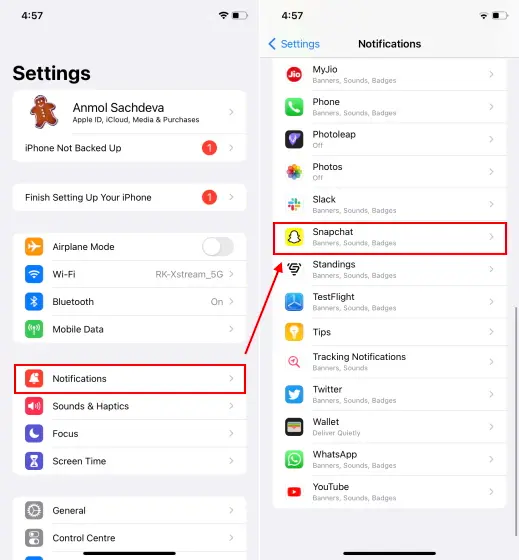 إشعار Snapchat لا يعمل؟ 9 أفضل طرق الإصلاح! 5 إشعار Snapchat لا يعمل؟ 9 أفضل طرق الإصلاح! 5