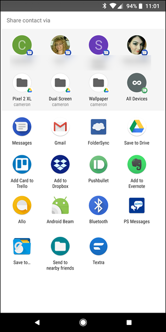 كيفية مشاركة جهة اتصال عبر رسالة نصية على Android 6