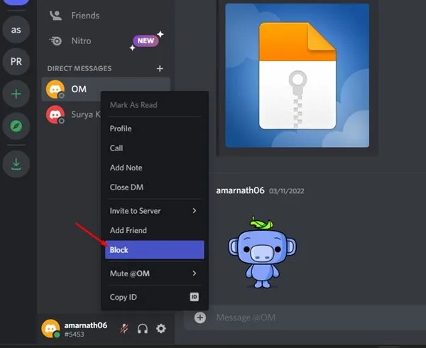 حظر شخص ما على Discord