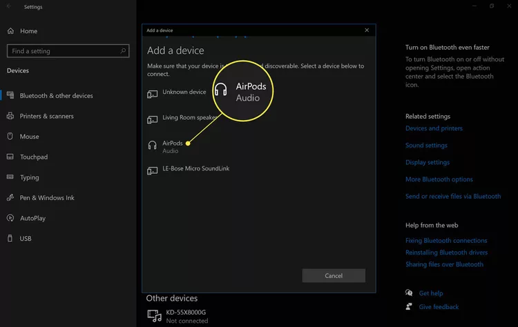 كيفية توصيل AirPods بجهاز Microsoft Surface 20
