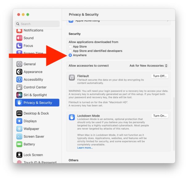 كيفية السماح بتنزيل التطبيقات وفتحها من أي مكان على MacOS Ventura 3