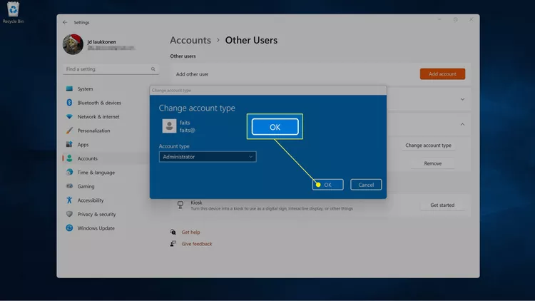 كيفية تغيير المسؤول في Windows 11 8
