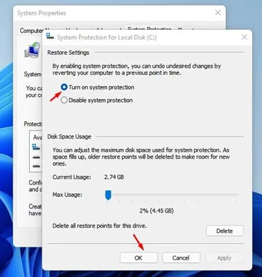 كيفية إنشاء نقطة استعادة في Windows 11 7