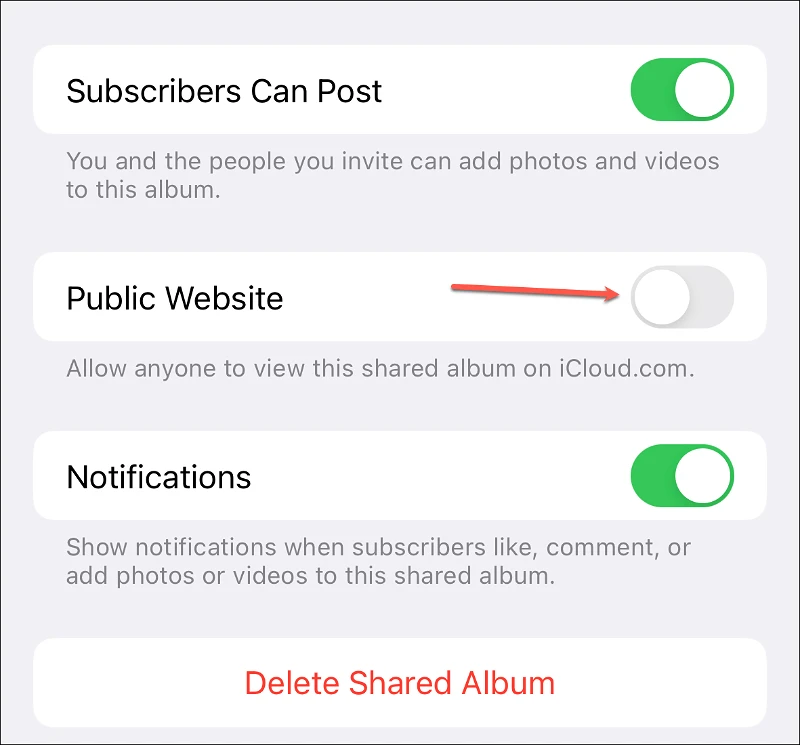 كيفية إنشاء موقع ويب عام من iCloud Shared Photo Albums على iPhone 7