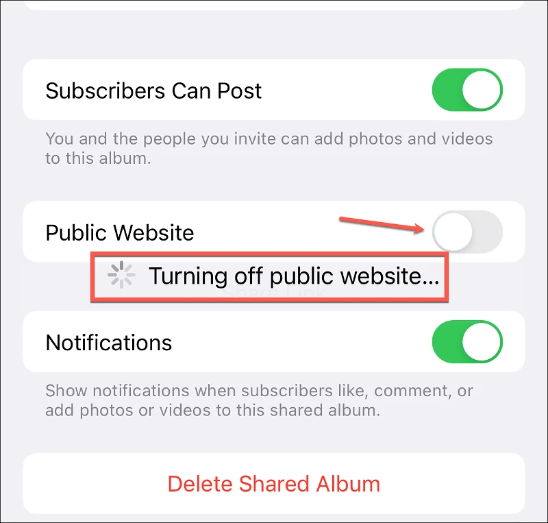 كيفية إنشاء موقع ويب عام من iCloud Shared Photo Albums على iPhone 10