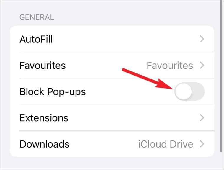كيفية تعطيل Pop up Blocker على iPhone 3