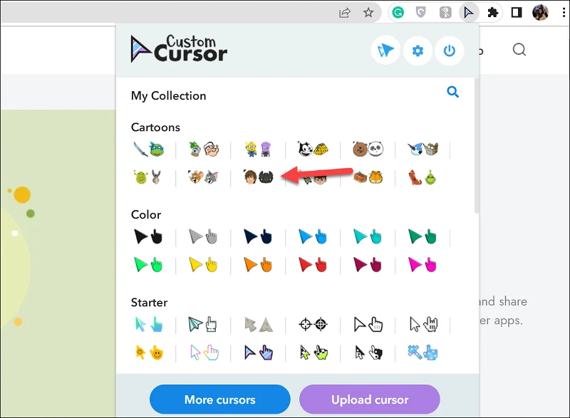كيفية الحصول على مؤشر مخصص في Chrome 6