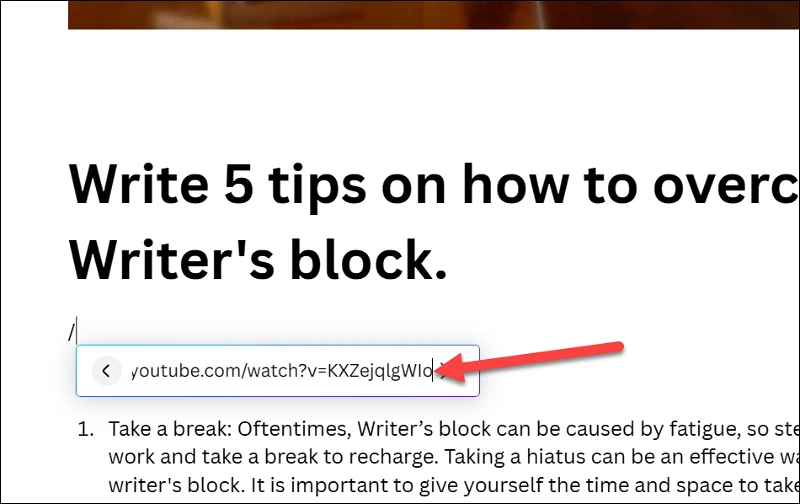 كيفية إدراج فيديو YouTube في Canva Docs 4