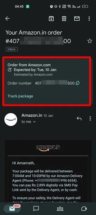 كيفية تمكين تتبع الحزمة الجديدة في تطبيق Gmail 7
