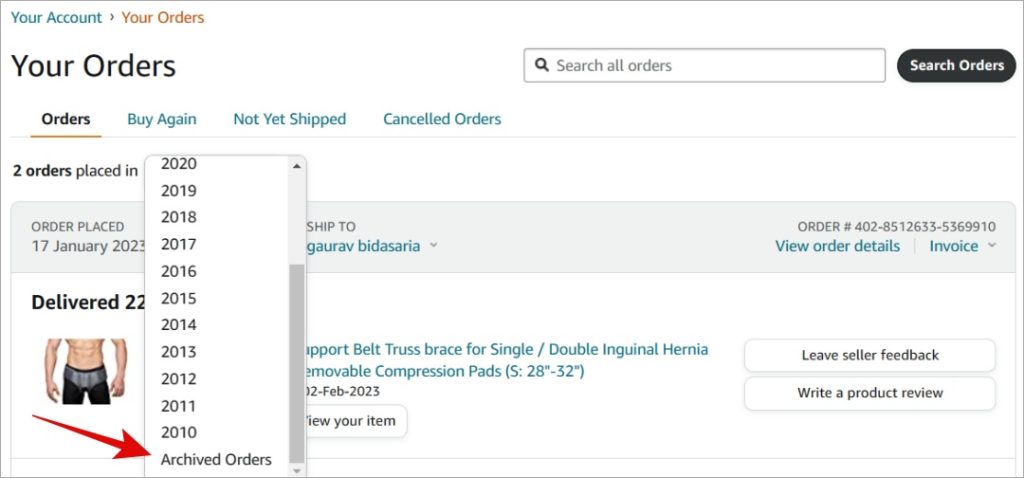 كيفية أرشفة طلبات Amazon وحذف محفوظات الاستعراض 7 كيفية أرشفة طلبات Amazon وحذف محفوظات الاستعراض 7