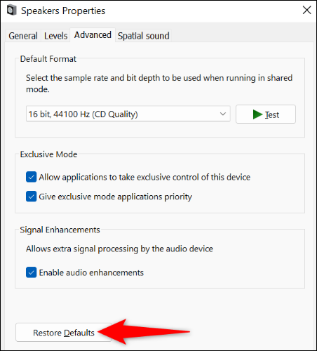 كيفية إعادة تعيين جميع إعدادات الصوت في نظام التشغيل Windows 11 6