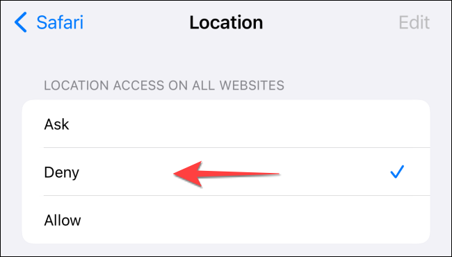 كيفية منع مواقع الويب من طلب موقعك في Safari على iPhone 4