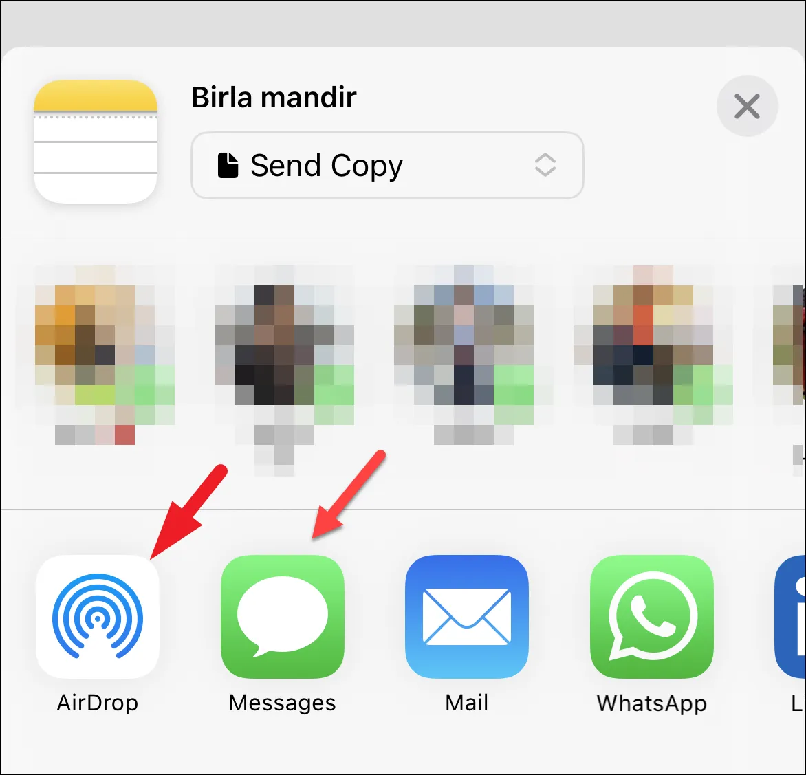 كيفية مشاركة الملاحظات على iPhone 4