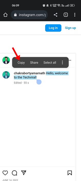 كيفية نسخ نص من Instagram Post في عام 2024 7