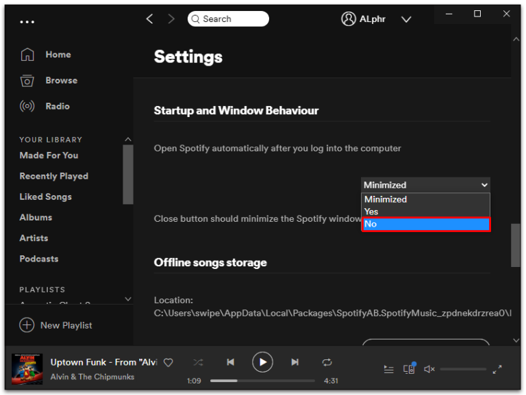 كيفية تعطيل فتح Spotify عند بدء التشغيل في نظام التشغيل Windows 10 7