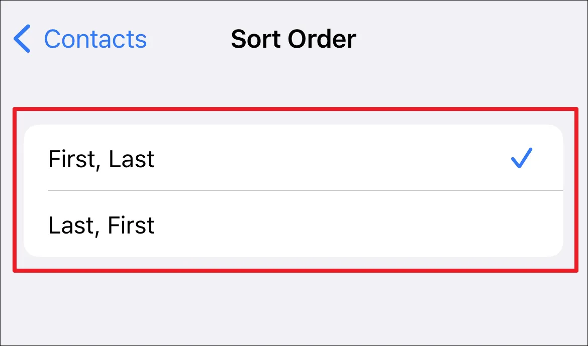 كيفية تغيير ترتيب فرز جهات الاتصال على iPhone 5