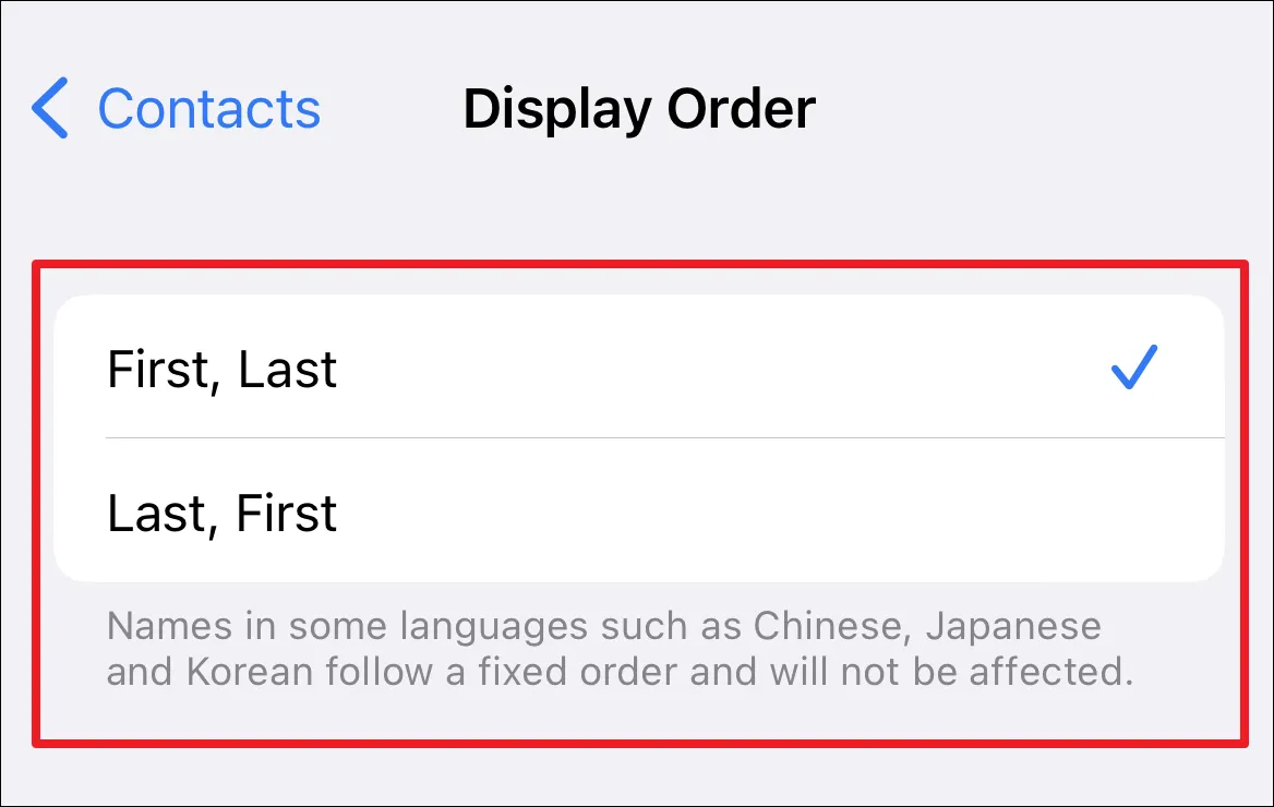 كيفية تغيير ترتيب فرز جهات الاتصال على iPhone 8