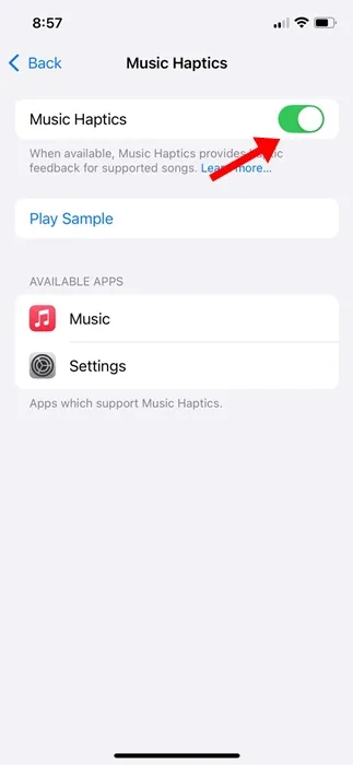 iPhone (iOS 18) で音楽触覚機能を有効にする方法 5