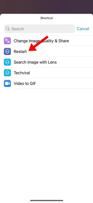 كيفية إنشاء اختصار إعادة تشغيل الايفون في iOS 18 12