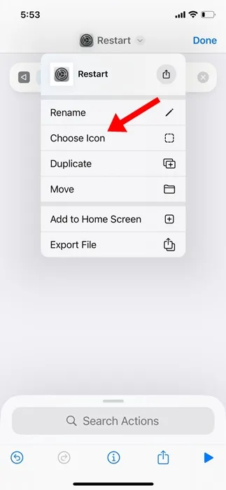 كيفية إنشاء اختصار إعادة تشغيل الايفون في iOS 18 8